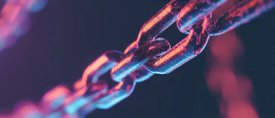 Poster - Exploring abstract blockchain connections with vibrant colors and digital depth