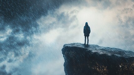 stormy rain on a rocky peak