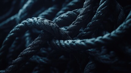 Aufkleber - A close-up shot of a tangled rope cord with intricate details, symbolizing strength and versatility.