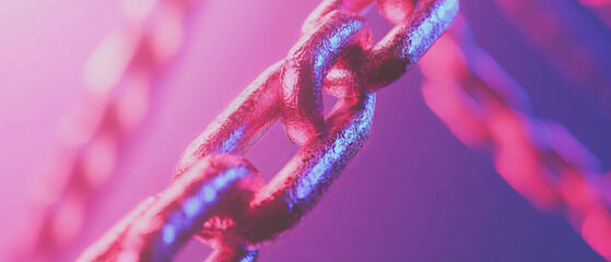 Poster - Abstract visualizations depict blockchain technology with vibrant colors and interlinked chains