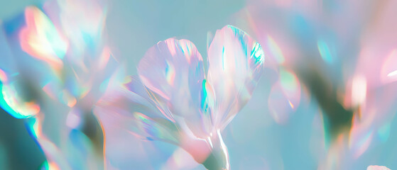 Aufkleber - Blurred holographic flowers creating a dreamy abstract background for text presentation