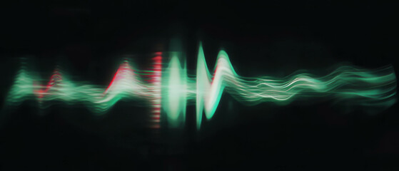 Poster - Digital noise waves create an abstract background with a clear center for communication