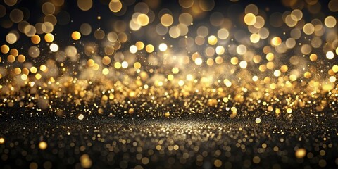 Poster - A Shimmering Black and Gold Festive Background with Sparkling Lights and Glitter