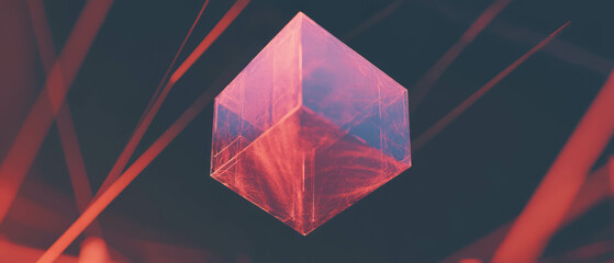 Poster - Hexagonal blockchain grid background with central geometric element