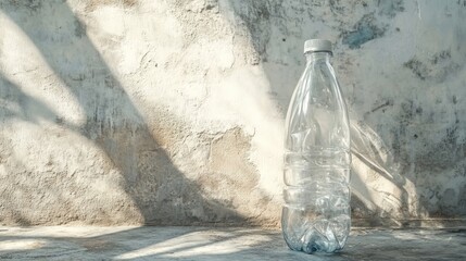 Poster - A discarded transparent plastic bottle with a clear focus on recycling efforts to reduce environmental waste.