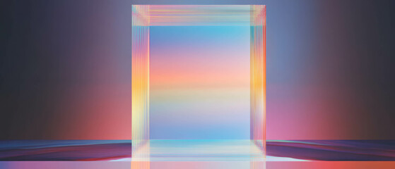 Aufkleber - Vibrant holographic gradients create a seamless abstract banner with an empty center