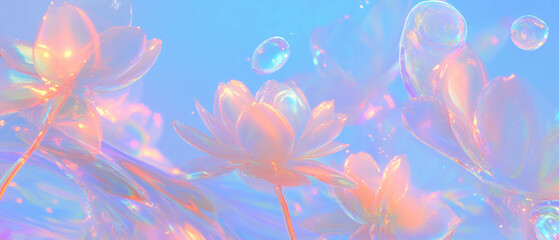 Poster - Vibrant display of holographic light and floral patterns for artistic inspiration