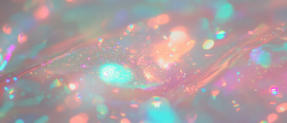 Poster - Holographic light leaks create a dreamy, nostalgic ambiance in an abstract background