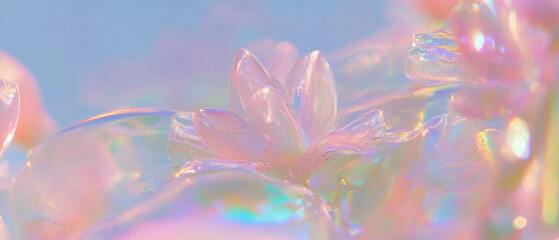 Poster - Holographic underwater flowers create a serene and calming backdrop for branding