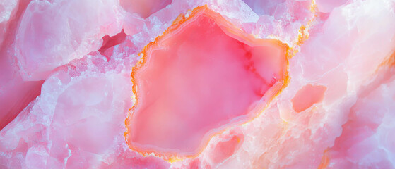 Poster - Bold hot pink onyx marble abstract design with clear area and vibrant accents