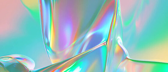 Aufkleber - Bright holographic background with light refracting effect and empty center for creative use