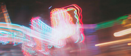 Poster - Bright light streaks create dynamic abstract visuals in vibrant colors