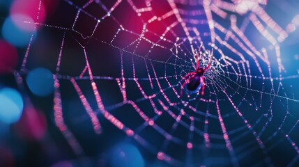Spiderweb at Night: A Macro Photography Masterpiece