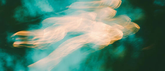 Aufkleber - Curved light streaks form intricate knots and abstract patterns in a vibrant backdrop