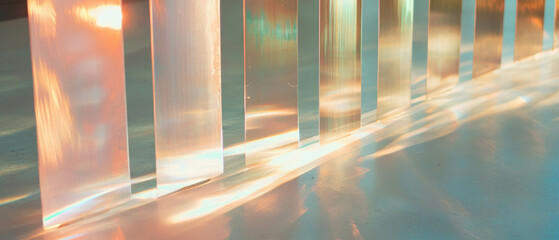 Poster - Light streaks reflecting off metallic surfaces create an abstract modern background