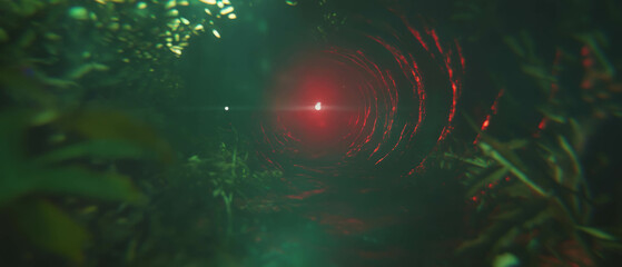 Poster - Light streaks weave through mysterious portals in an abstract cosmic landscape