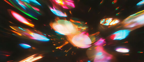 Poster - Light streaks through portals revealing vibrant worlds and mysteries in an abstract composition
