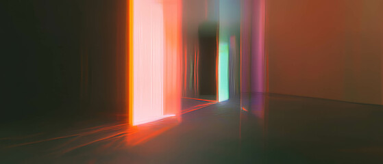 Poster - Light streaks passing through abstract portals into mysterious realms