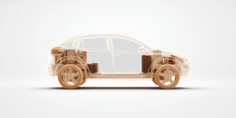 Poster - ev car concept. Transparent car model illustration