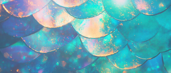 Aufkleber - Mermaid scale texture with abstract design and central space for ocean-themed creativity