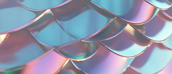 Aufkleber - Metallic mermaid scales with futuristic banner and abstract background design elements