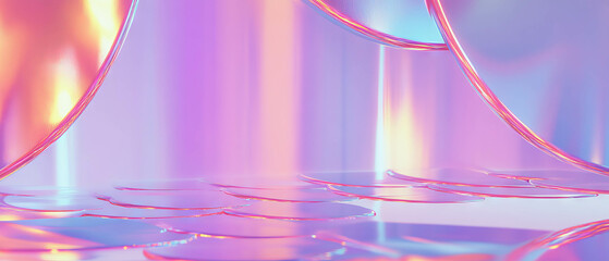 Poster - Bright futuristic background with metallic mermaid scales and a central empty space