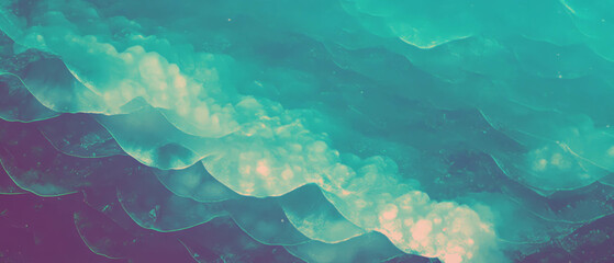 Poster - Colorful ocean waves with shimmering mermaid scales create an enchanting abstract background