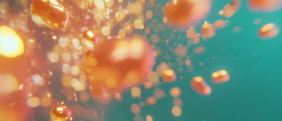 Poster - Energetic particles flow through a translucent blockchain in a vibrant abstract backdrop