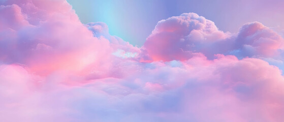 Poster - Pastel holographic clouds create a tranquil and dreamy abstract space