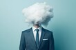 © milkyway - A surreal businessman like cloud on a pristine white backdrop with soft lighting and subtle
