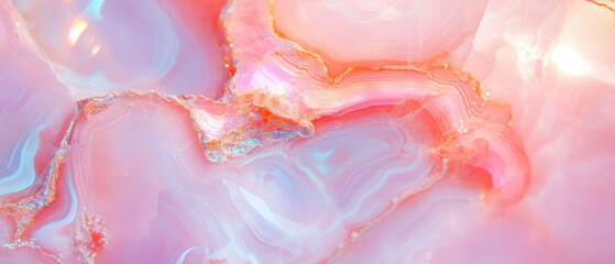 Poster - Stunning abstract background featuring pink onyx with light reflections and shiny accents