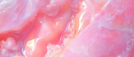 Poster - Elegant polished pink onyx with a shiny banner design featuring a vacant center