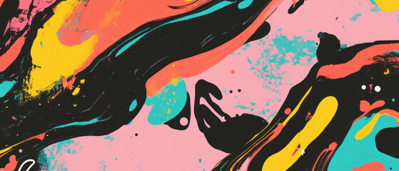 Poster - Dynamic rainbow colored abstract shapes create a vibrant modern art background