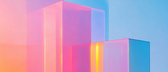Aufkleber - Dynamic rainbow shapes create an abstract modern art composition