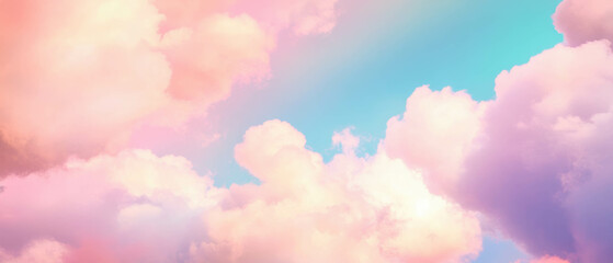 Aufkleber - Rainbow clouds forming abstract shapes in a dreamy sky with a peaceful atmosphere