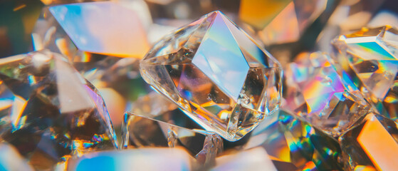 Poster - Sparkling rainbow gemstones create a luxurious and vibrant abstract background