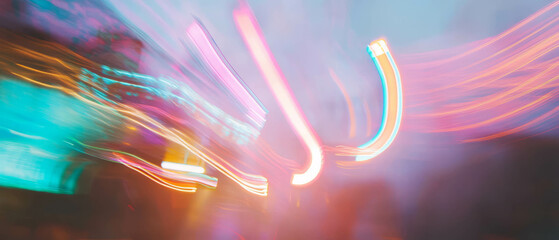 Poster - Vibrant rainbow light trails create an abstract dynamic movement in a colorful design