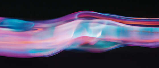Poster - Dynamic movement of rainbow light trails creates an abstract design across the canvas