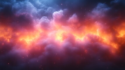 Wall Mural - fiery, smoky cloudscape with glowing embers.