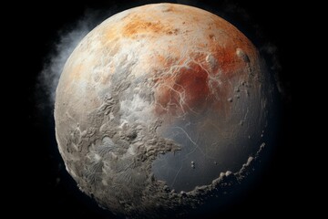 Wall Mural - pluto rotating in the space showing its detailed surface and craters