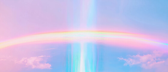 Poster - Colorful rainbow holographic background with blank center perfect for vibrant designs