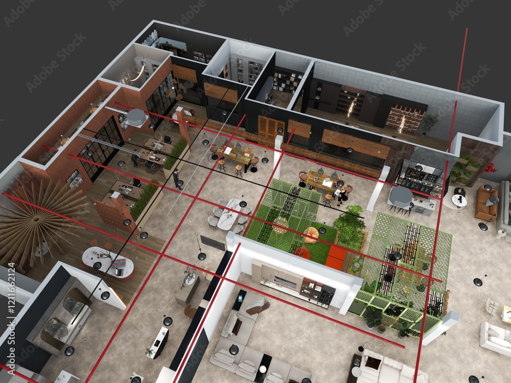 PLANOS DE TIENDA COMERCIAL DE MUEBLES DE DISEÑO Stock Illustration ...