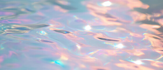 Poster - Ripples of light dancing on a digital surface with soft colors and glowing effects
