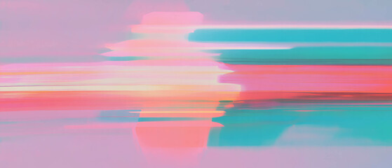 Poster - Digital ripples create abstract textures in shifting pixel patterns and vibrant hues