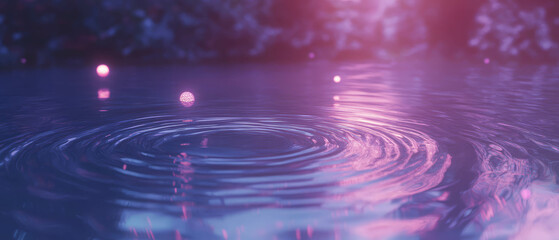 Aufkleber - Ripples on water create a mystical atmosphere under moonlight at twilight