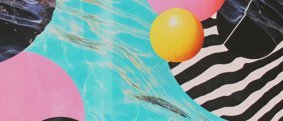 Poster - Ripples on water create a vibrant abstract design with geometric shapes and bright colors