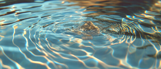 Aufkleber - Ripples on water surfaces with rocks creating dynamic interactions and powerful movements