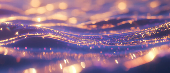 Poster - Ripples reflecting light with shimmering surfaces and sparkling highlights at dusk