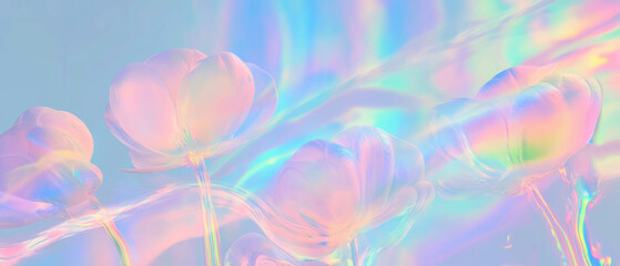Aufkleber - Holographic aurora with soft floral elements and a magical banner space