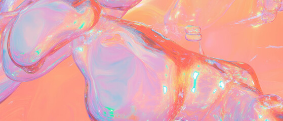 Poster - Soft holographic abstract background with artistic banners and clear areas for creative use